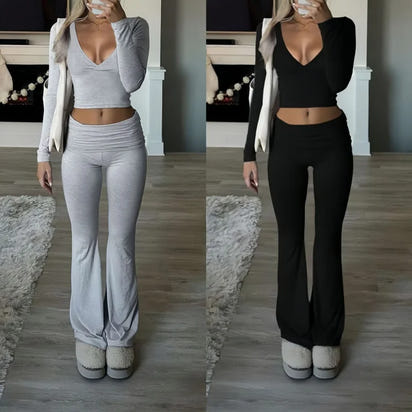 Chic Comfort V-Neck Loungewear Set™