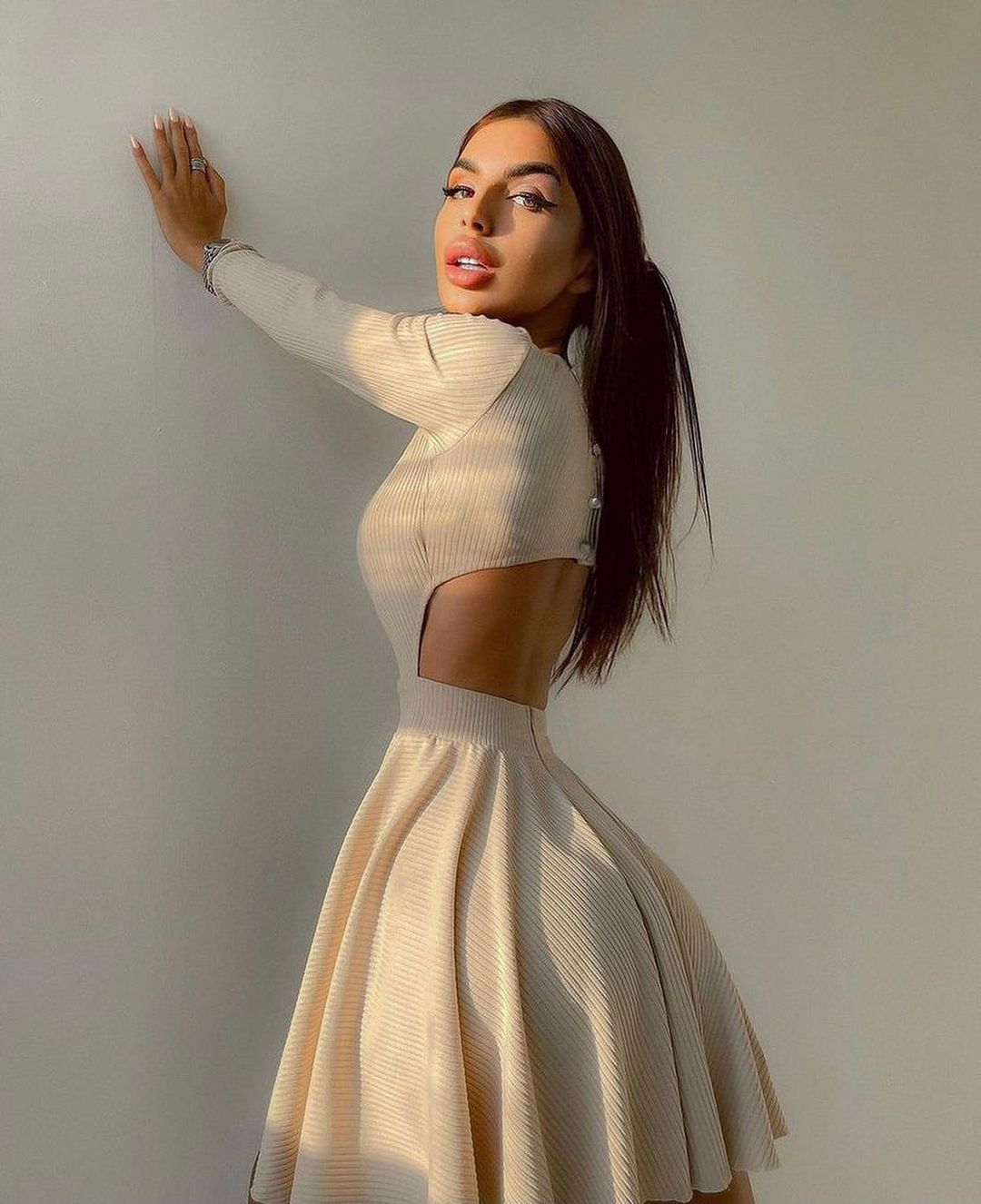 Hollow Long Sleeved Dress